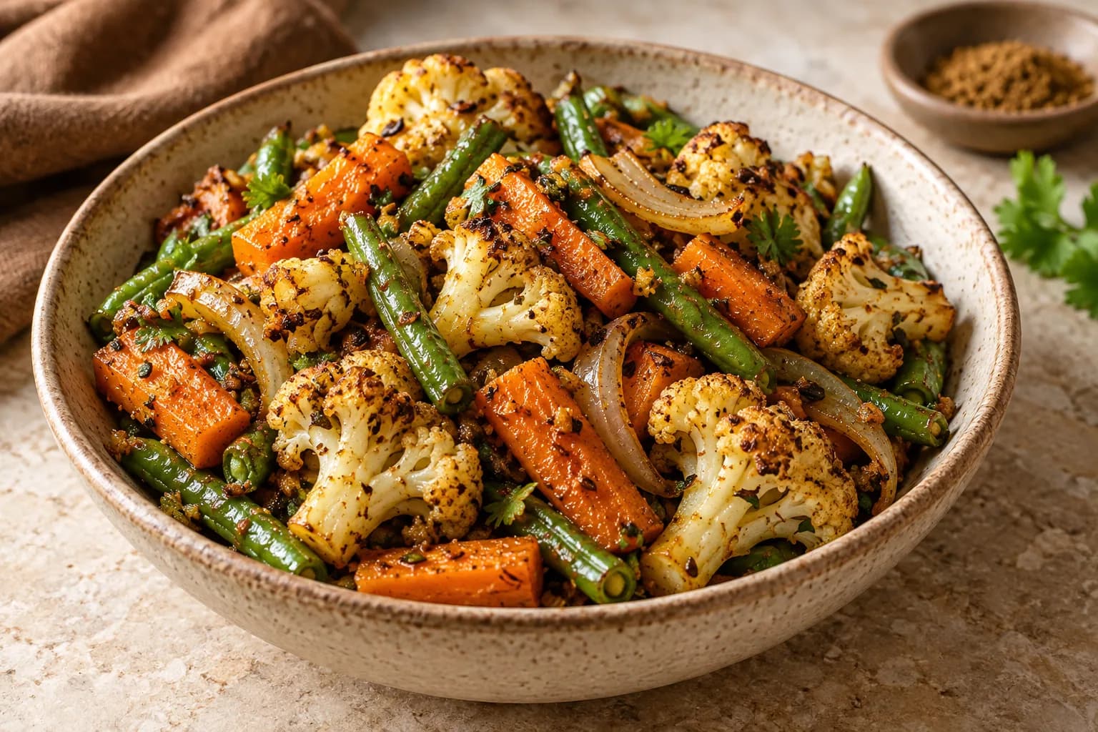 Serving idea: colourful garam masala vegetables